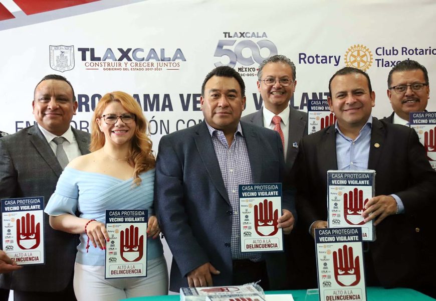 Club Rotario de Tlaxcala recibió dos mil placas del Programa Vecino Vigilante