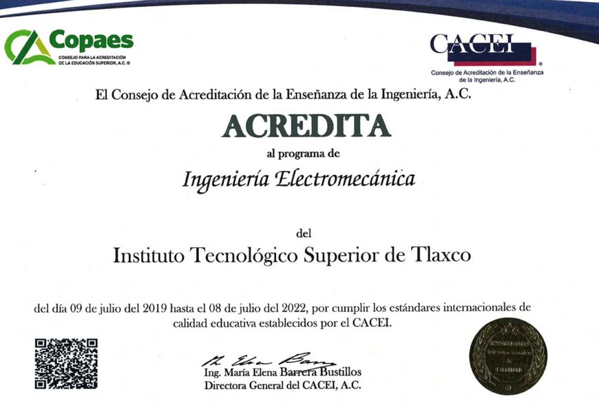 Acreditación internacional obtiene programa educativo de Ingeniería Electromecánica del ITST