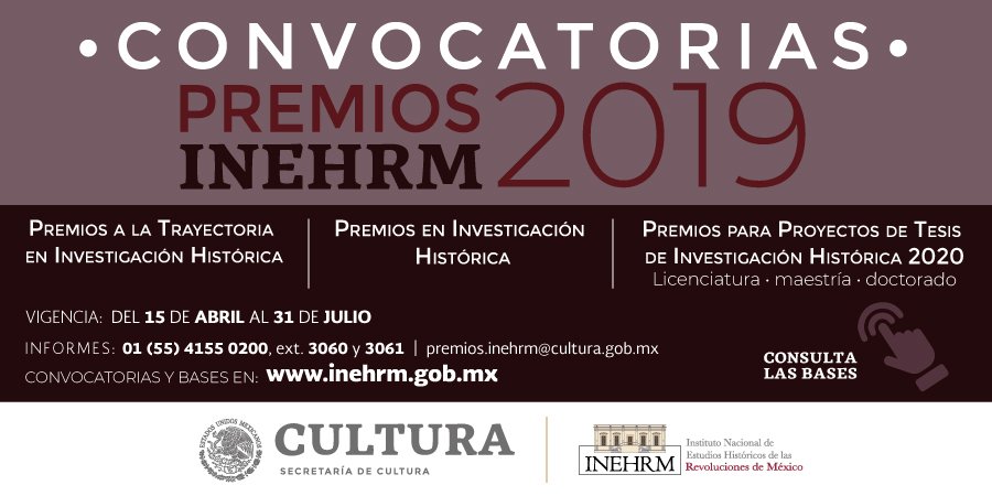 Premios INEHRM 2019 entregará este año 18 estímulos económicos