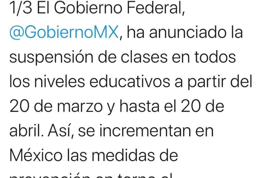 Gobierno anuncia medidas de prevención del Covid-19, se suspenderán clases durante un mes