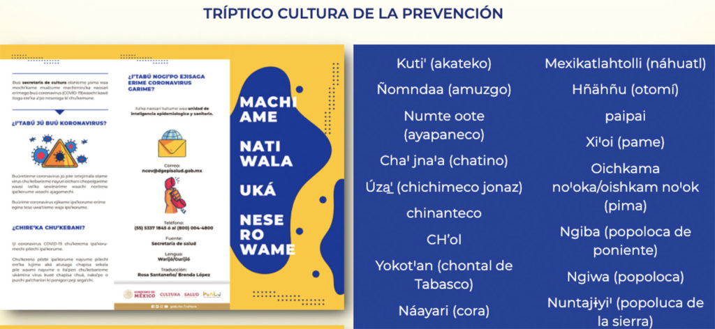 Difunden en lenguas indígenas medidas de prevención ante el COVID-19