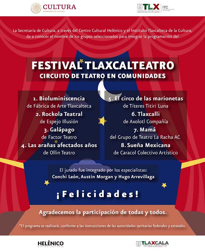ITC da a conocer compañías ganadoras del “Festival Tlaxcalteatro 2020”