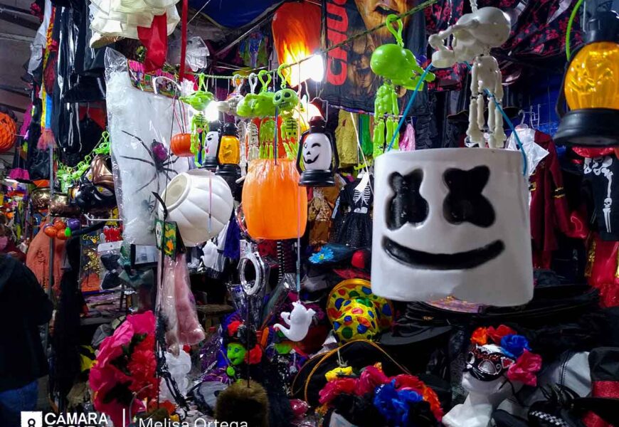 Con medidas sanitarias, instalan mercadito de día de muertos en Apizaco