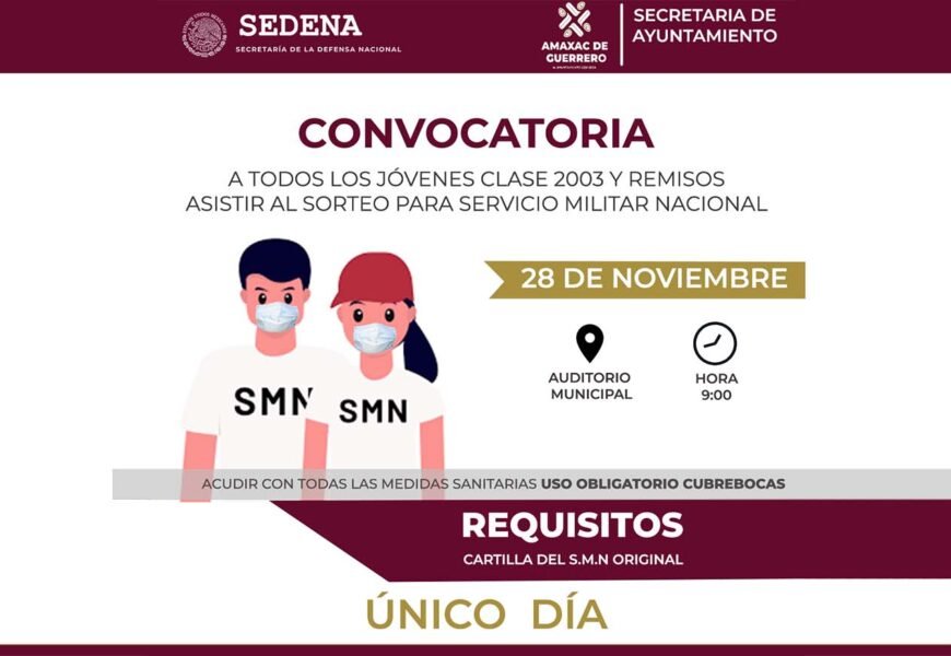 Convoca Ayuntamiento de Amaxac al sorteo del Servicio Militar Nacional