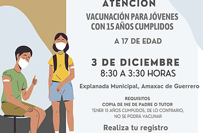Amaxac convoca a jóvenes de 15 a 17 años a vacunarse contra COVID