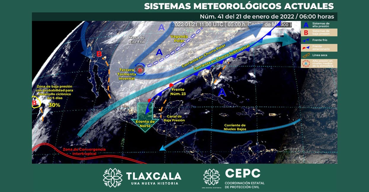 Tercera tormenta invernal afectará territorio tlaxcalteca el fin de semana