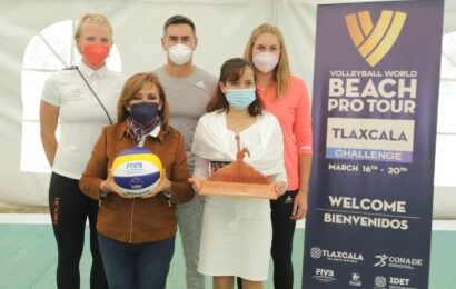 Recibe Gobernadora selecciones de países que participarán en el Voleibol de Playa Tlaxcala 2022