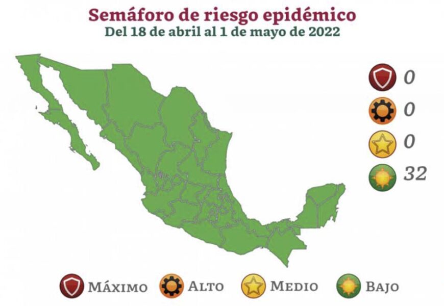 Tlaxcala seguirá en semáforo epidemiológico en color verde del 18 de abril al 1 de mayo de 2022