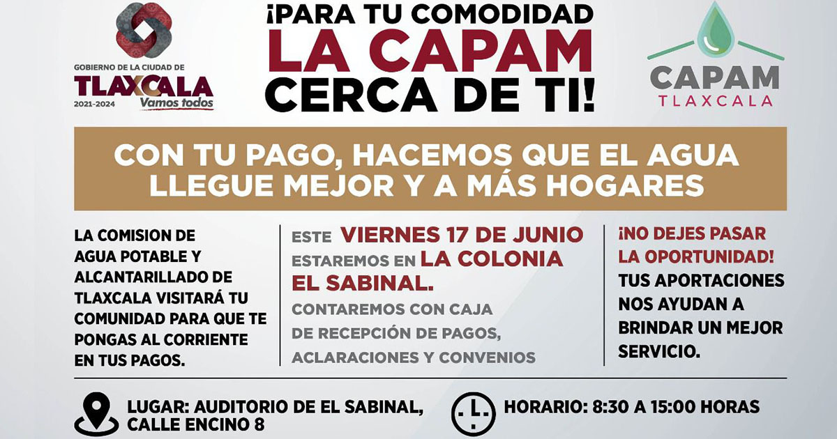 La CAPAM acerca sus servicios a las localidades de Tlaxcala Capital
