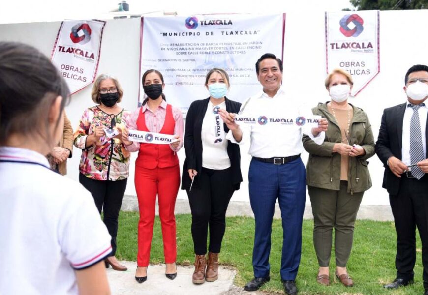 Repara Ayuntamiento de Tlaxcala barda perimetral del Jardín de Niños “Paulina Maraver” en El Sabinal