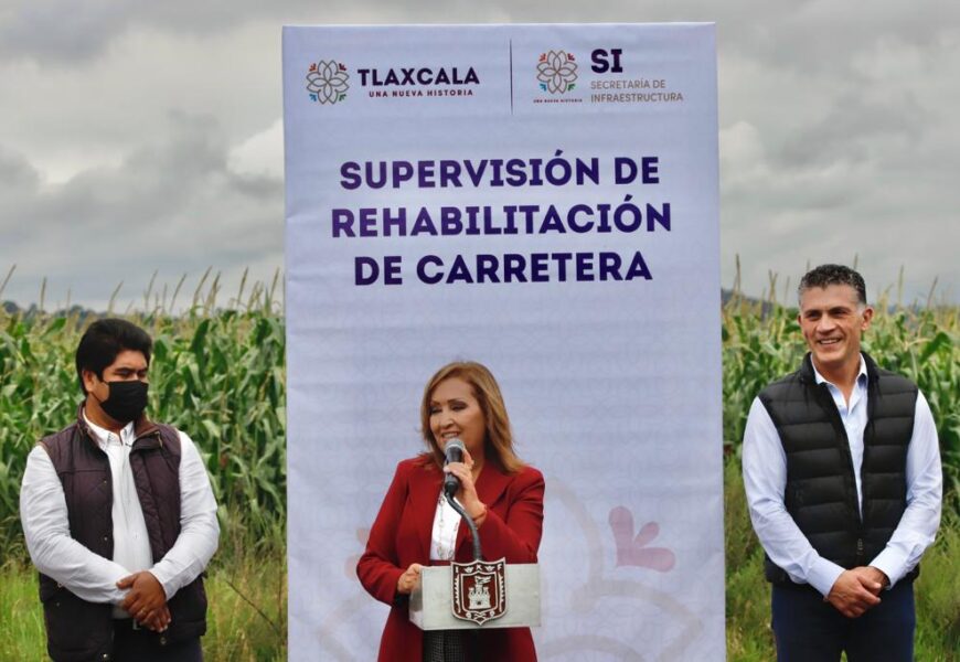 Supervisó Gobernadora Lorena Cuéllar rehabilitación de carretera Xaltocan-Muñoz