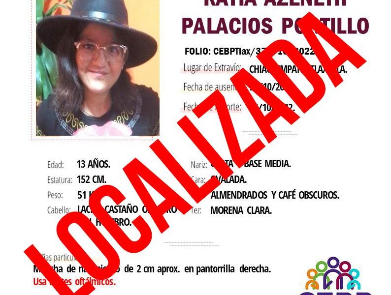 Policía de Tlaxcala capital localiza a menor reportada en boletín de búsqueda