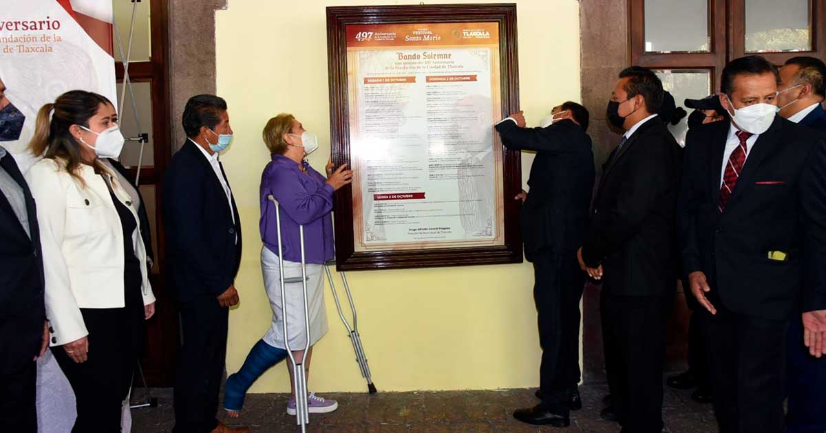 Colocan en Bando Solemne el programa del 497 Aniversario de la Fundación de la Ciudad de Tlaxcala