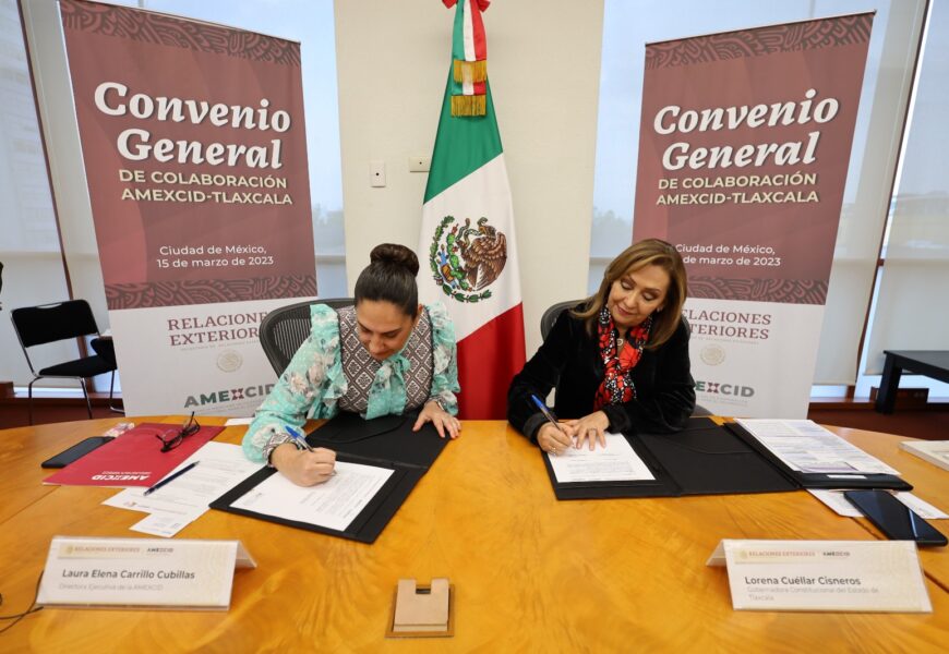 Firma Gobernadora convenio de colaboración con AMEXCID