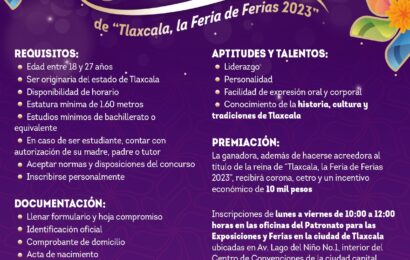 Abierta, convocatoria para elegir a reina de “Tlaxcala, la feria de ferias 2023”