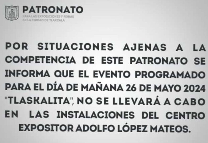 Protección Civil determina suspender evento «TLASKALITA” en el recinto ferial