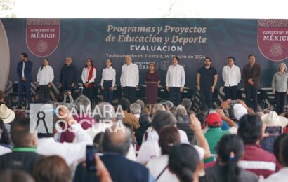 Destacan AMLO, Claudia Sheinbaum y Lorena Cuéllar mejoramiento de la calidad educativa y deportiva en Tlaxcala