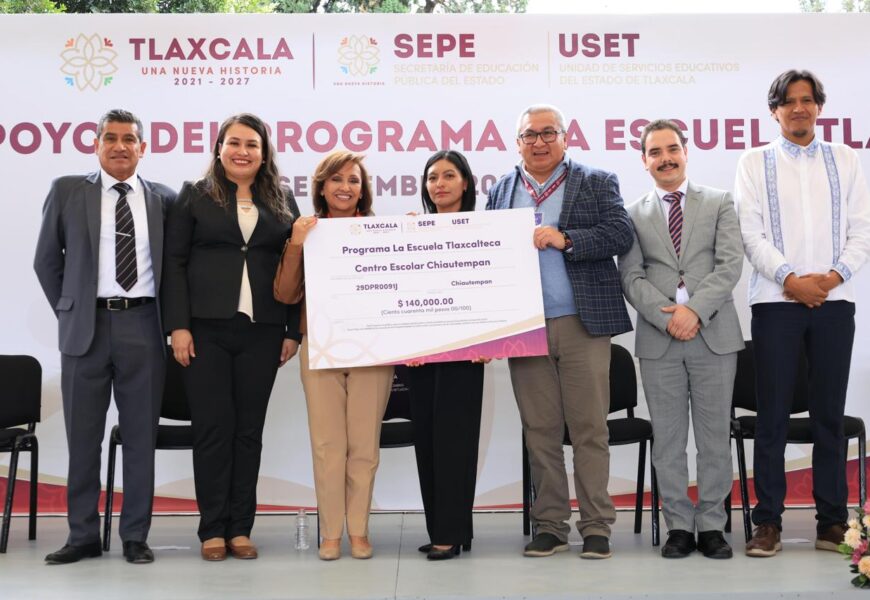 Lorena Cuéllar Entrega Apoyos del Programa “La Escuela Tlaxcalteca” para Mejorar Infraestructura Educativa