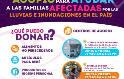 Sedif Tlaxcala habilita centros de acopio para afectados por lluvias3