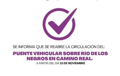 Reabren puente vehicular en Camino Real
