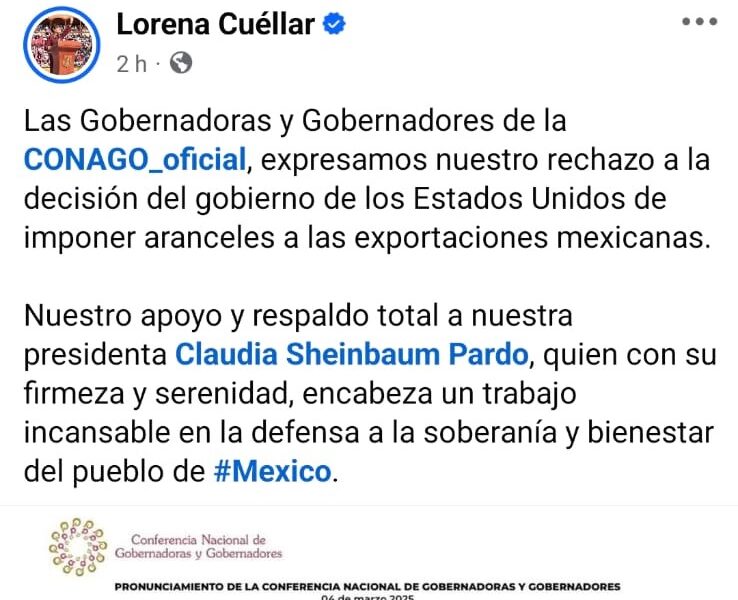 Gobernadora de Tlaxcala respalda a Sheinbaum