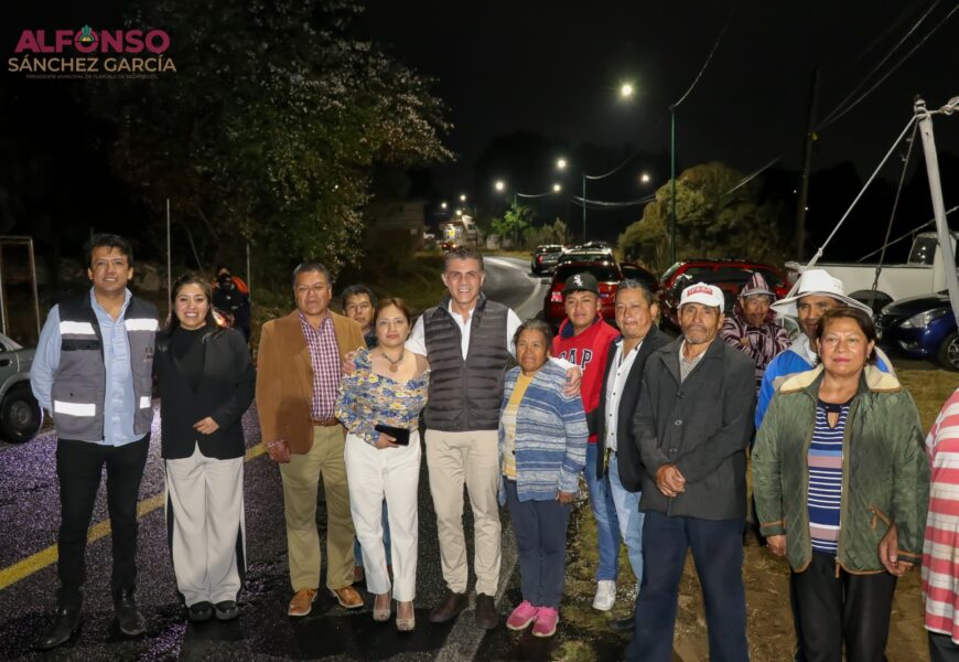 Alumbrado público en Atlahapa mejora seguridad y bienestar