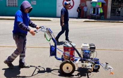 Balizamiento en paradas de transporte inicia en Apizaco