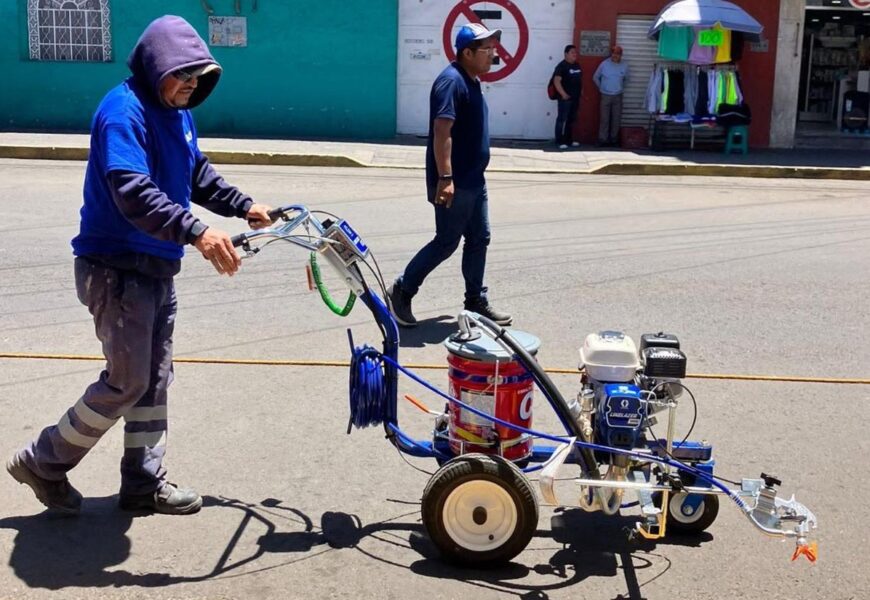 Balizamiento en paradas de transporte inicia en Apizaco