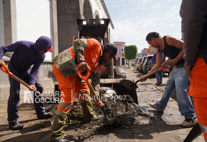 Limpieza tras lluvia en Tlaxcala restablece tránsito y seguridad