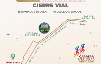 Operativo vial en Tlaxcala por carrera del Día del Abogado