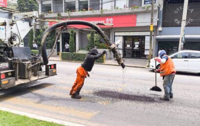 Bacheo en Tlaxcala mejora vialidades