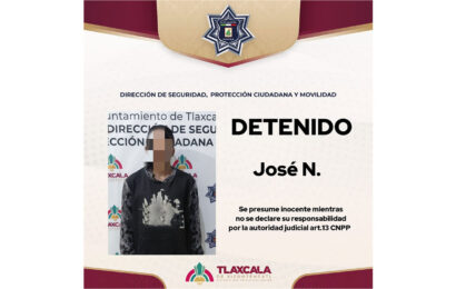 Detiene a hombre policía municipal de Tlaxcala