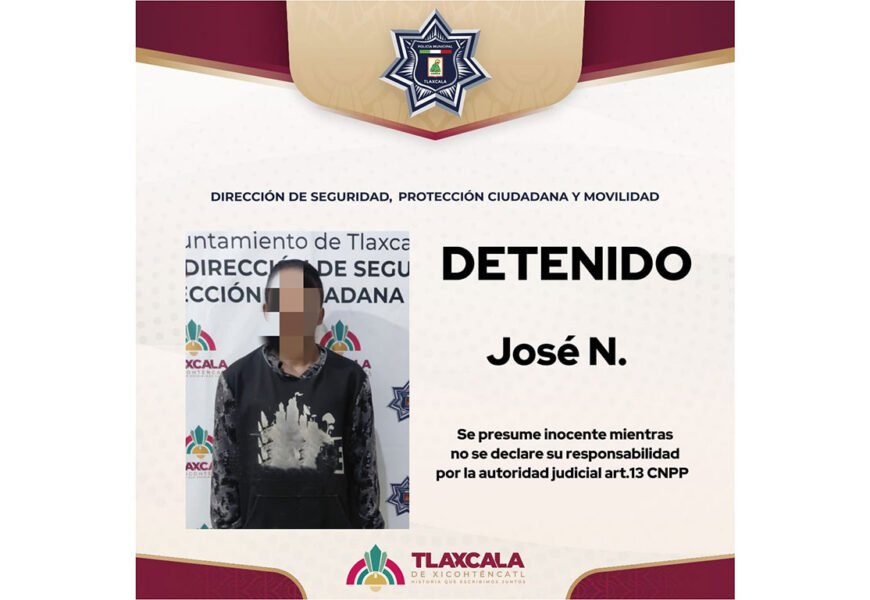 Detiene a hombre policía municipal de Tlaxcala