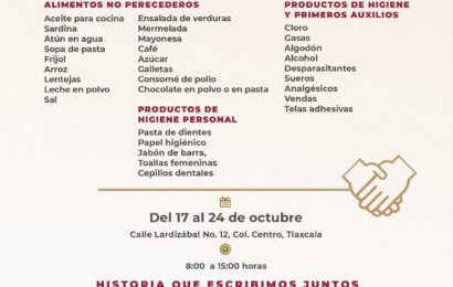 Centro de acopio en Tlaxcala reúne ayuda para afectados por lluvias