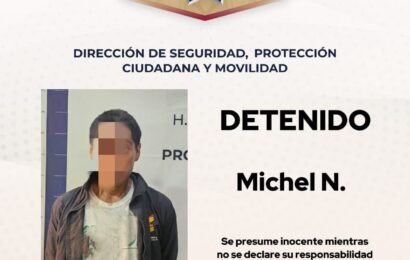 Policía municipal asegura a sujeto por alterar el orden publico en San Gabriel