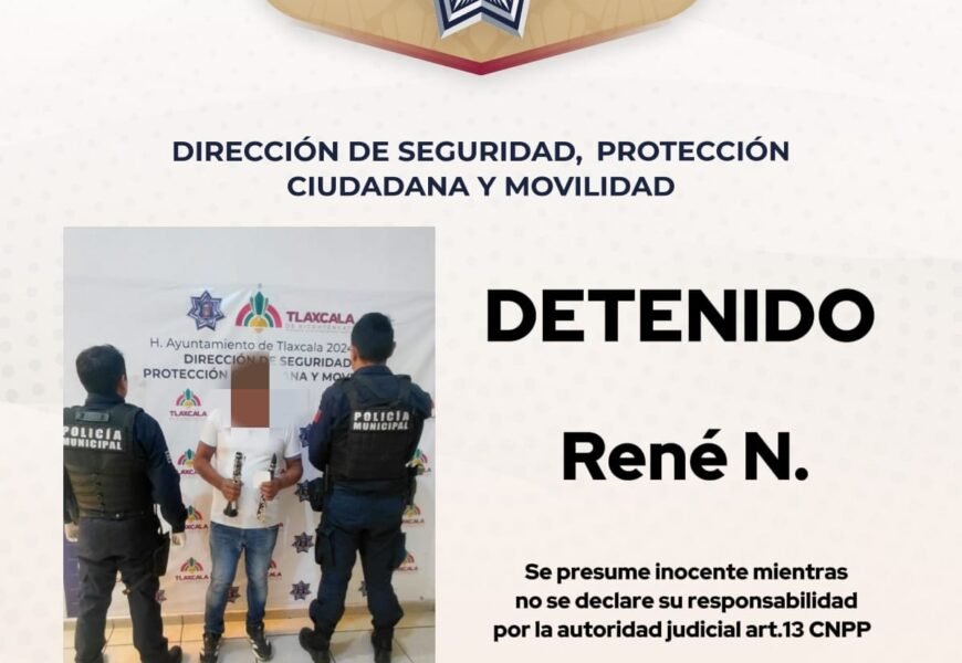 Detiene Policía Municipal de Tlaxcala a hombre por supuesto robo