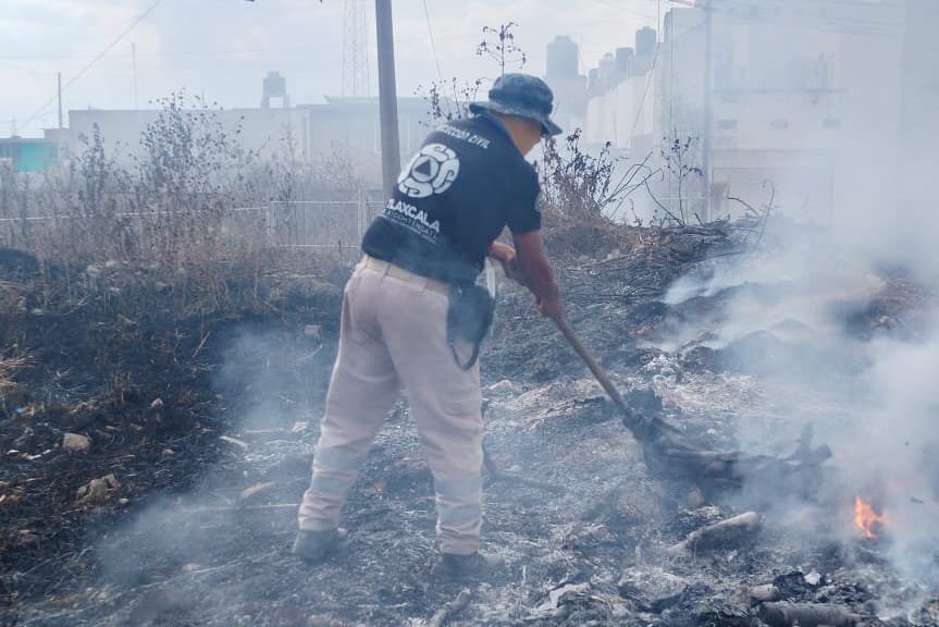 Incendio de pastizal en Atlahapa fue atendido con rapidez
