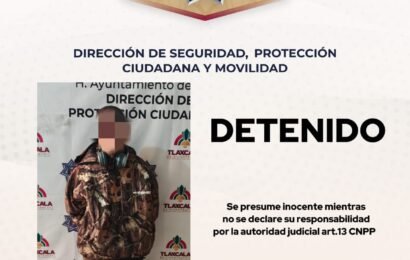 Policía Municipal de Tlaxcala asegura a masculino en Tlapancalco