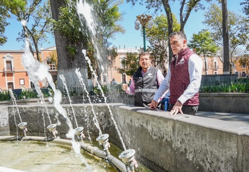 Supervisan fuentes del Centro Histórico de Tlaxcala