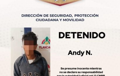Policía Municipal de Tlaxcala asegura a presunto ladrón en Metepec