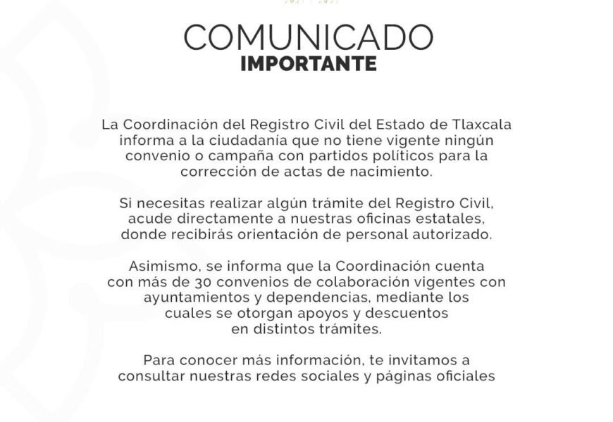 Registro Civil advierte sobre falsa campaña de corrección de actas de nacimiento