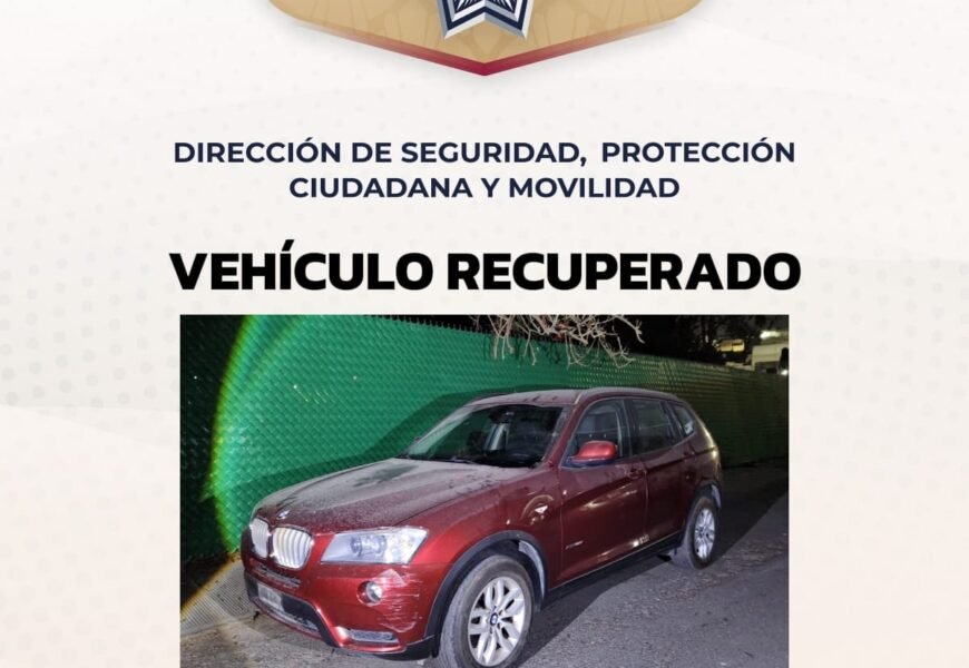 Recupera policía municipal de Tlaxcala vehículo con reporte de robo