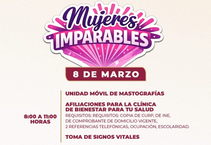 Jornada “Mujeres Imparables” ofrece salud y autocuidado este 8M en Tlaxcala
