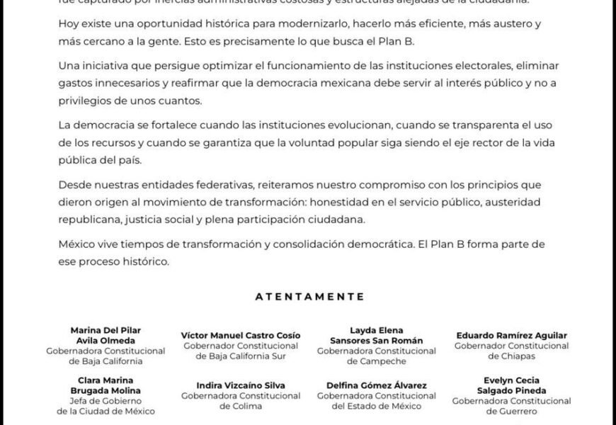 Lorena Cuéllar se pronuncia a favor del Plan B electoral