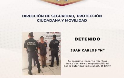 Detención de hombre armado en Tlaxcala