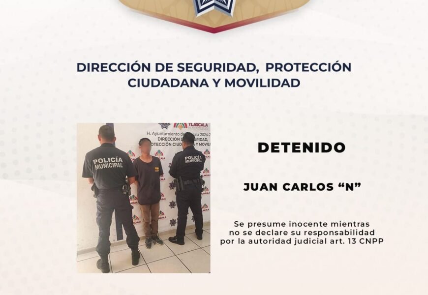Detención de hombre armado en Tlaxcala