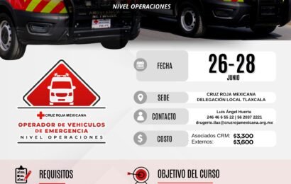 Cruz roja invita al Curso Operador de Vehículos de Emergencia en Tlaxcala