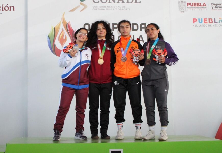 Tlaxcala gana oro plata y bronce en luchas asociadas femenil de Olimpiada Nacional