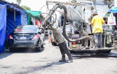Bacheo en Mercado Emilio Sánchez Piedras mejora la movilidad
