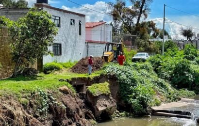 Ayuntamiento de Tlaxcala interviene Talud barranca Briones en Santa María Ixtulco